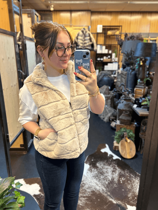 Teddy gilet zand
